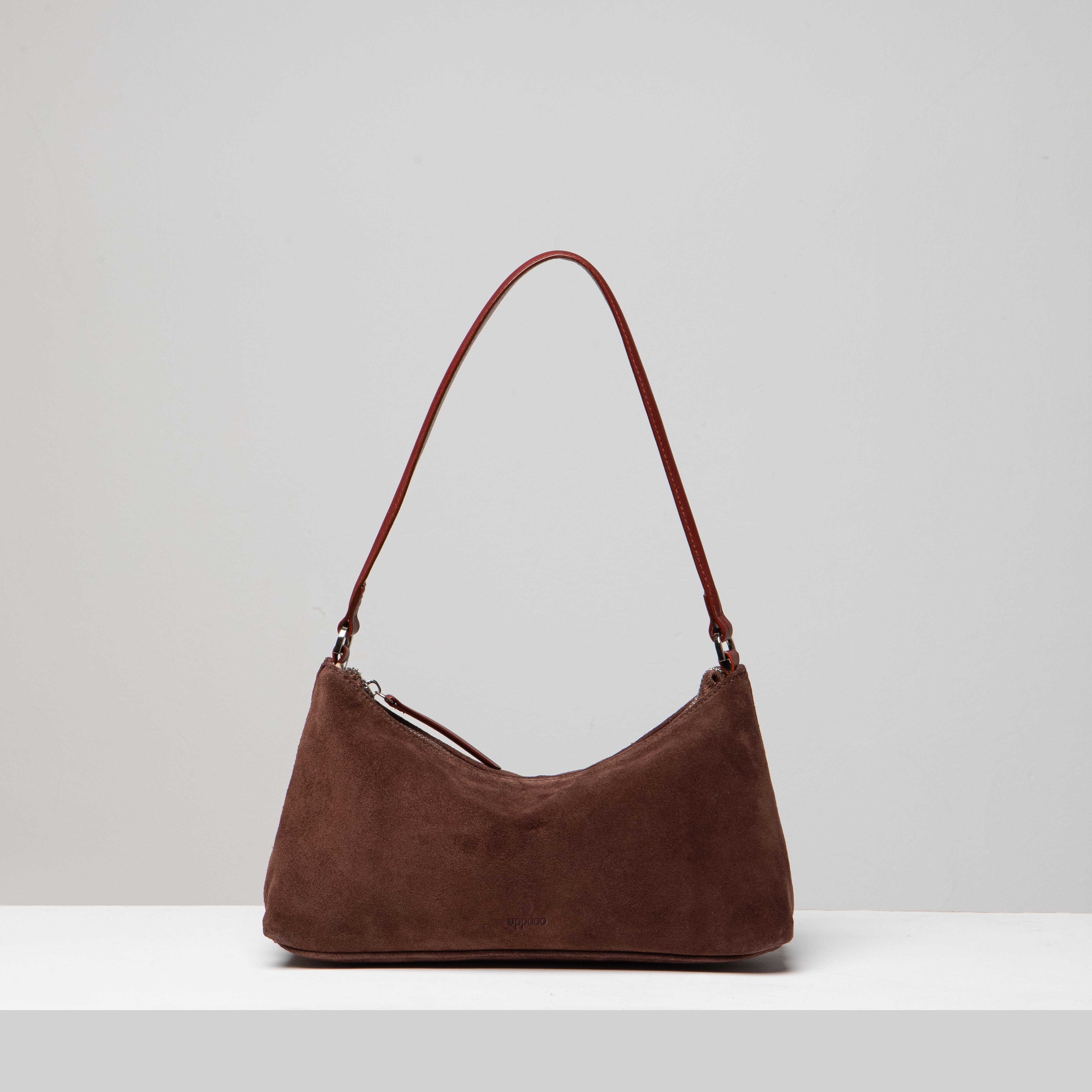 Crescent Suede Shoulder Bag - Chestnut