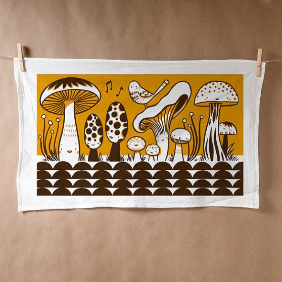 Happy Mushrooms Tea Towel