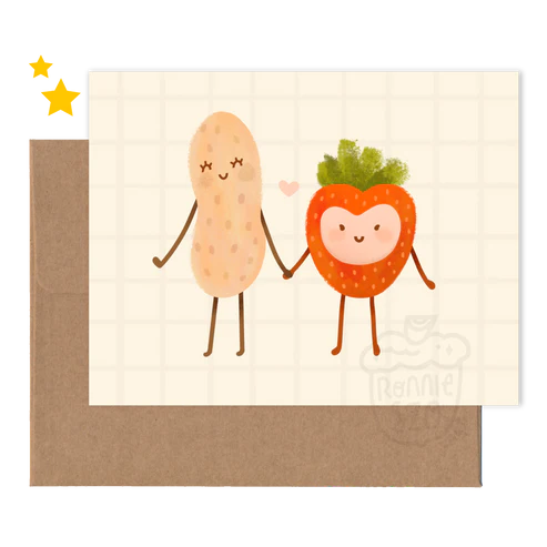 Strawberry & Peanut Greeting Card