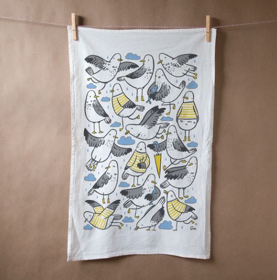 Stripey Seagulls Tea Towel