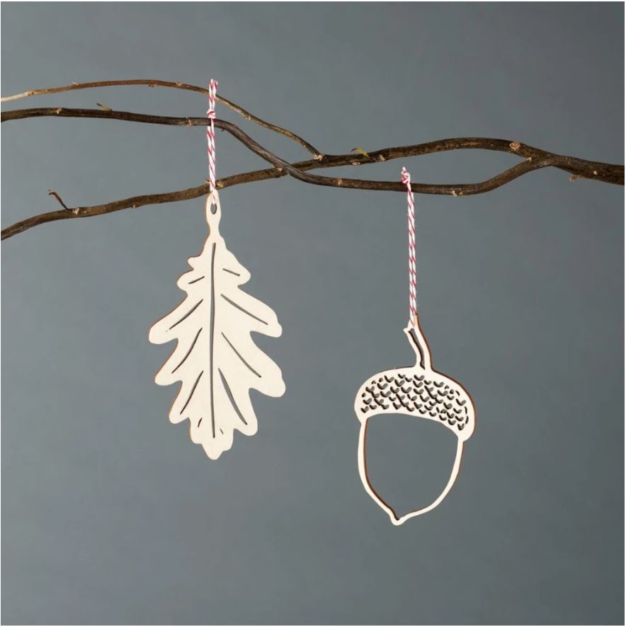 Light + Paper Studio - Leaf & Acorn Ornament Set