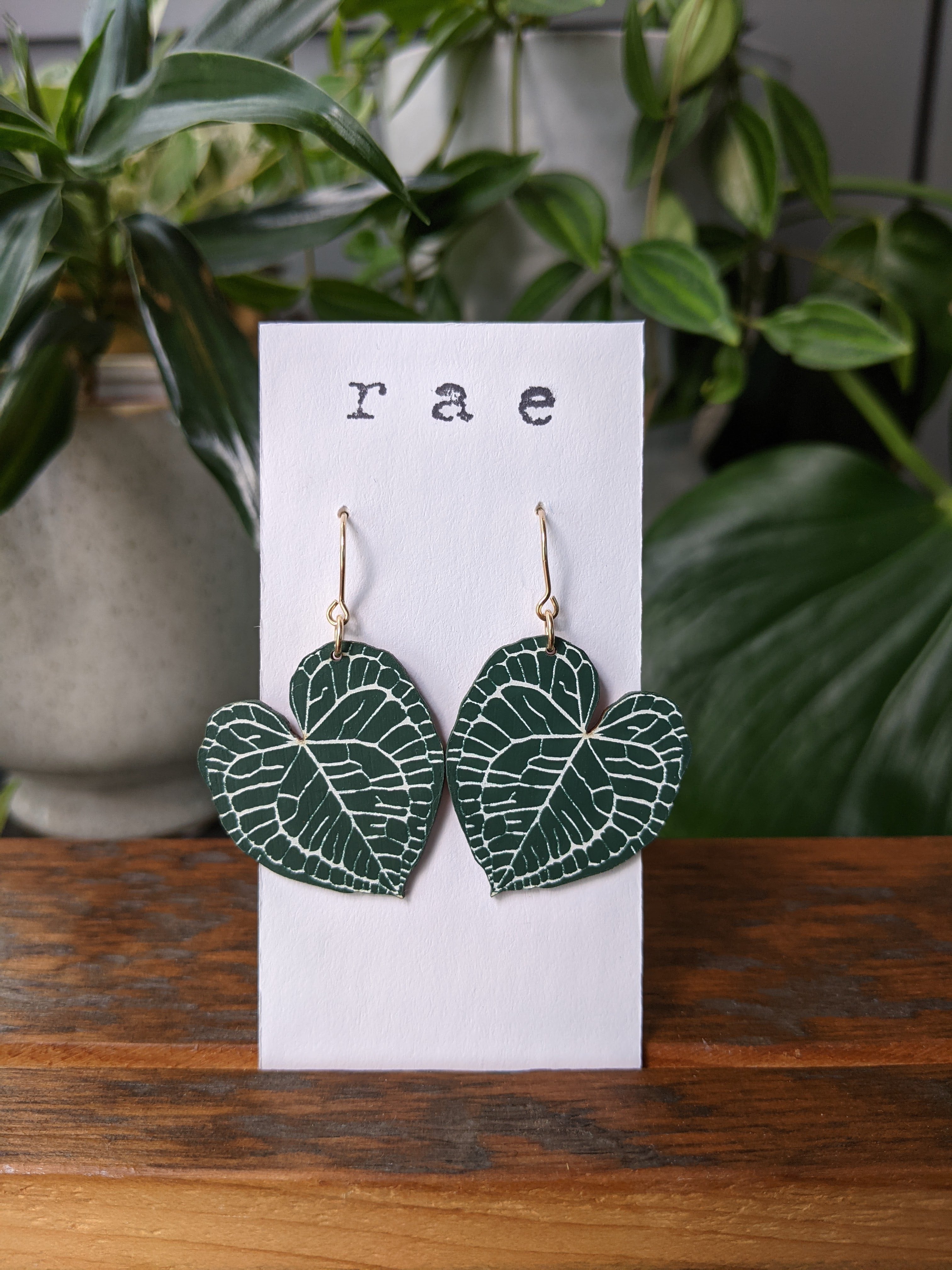 Anthurium Clarinervium Leaf Earrings