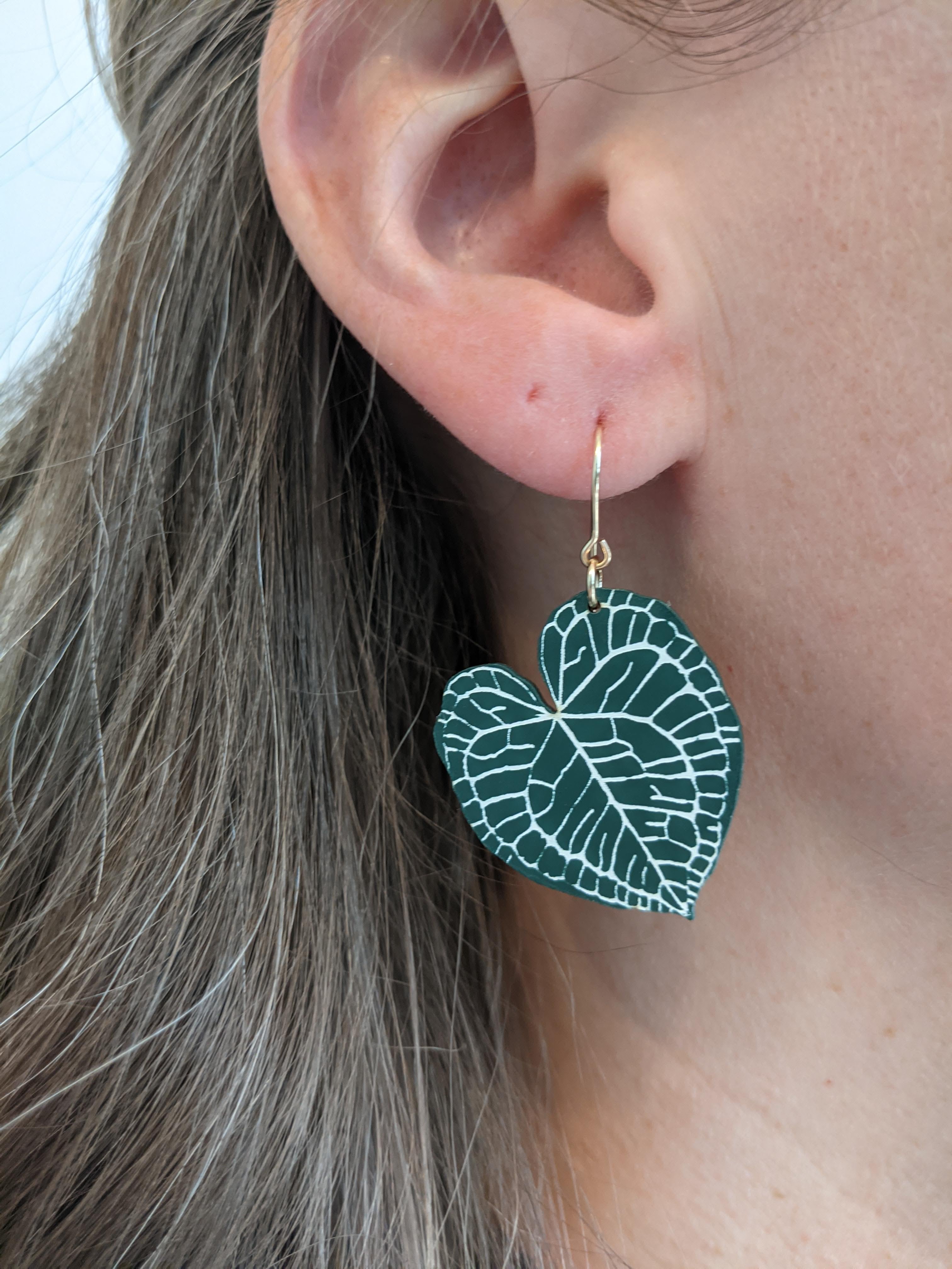 Anthurium Clarinervium Leaf Earrings
