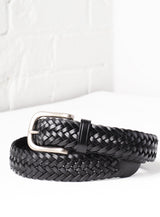 'Venice' Hand-Woven Italian Leather Belt - Black
