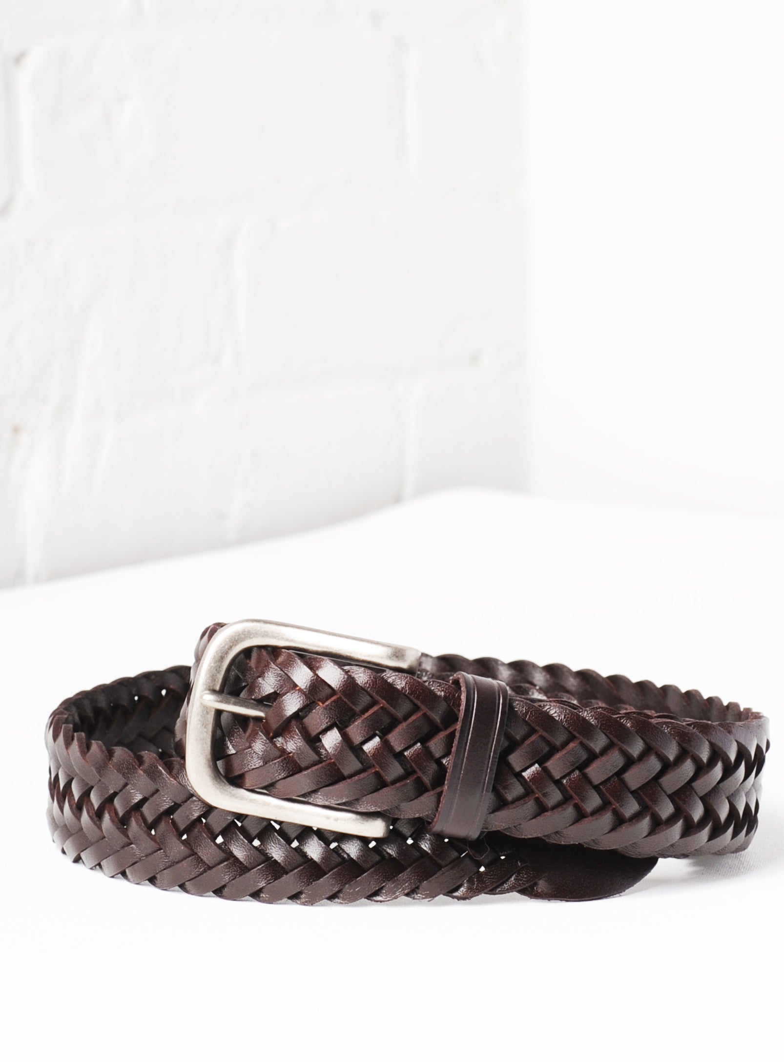 'Venice' Hand-Woven Italian Leather Belt - Espresso