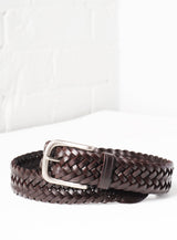 'Venice' Hand-Woven Italian Leather Belt - Espresso