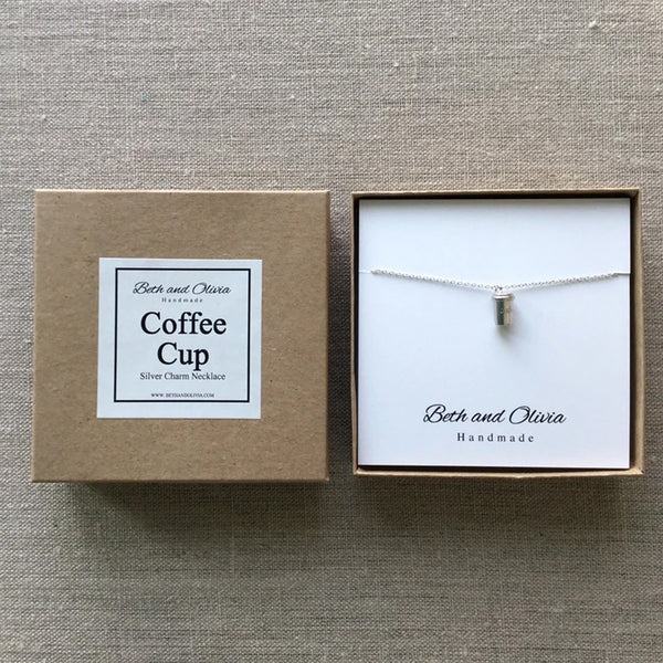 Beth + Olivia - Coffee Cup Necklace Silver