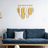 Pure+Weave Studio - Hand Knotted Macramé Feather Wall Hanging Art