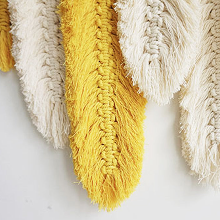 Pure+Weave Studio - Hand Knotted Macramé Feather Wall Hanging Art
