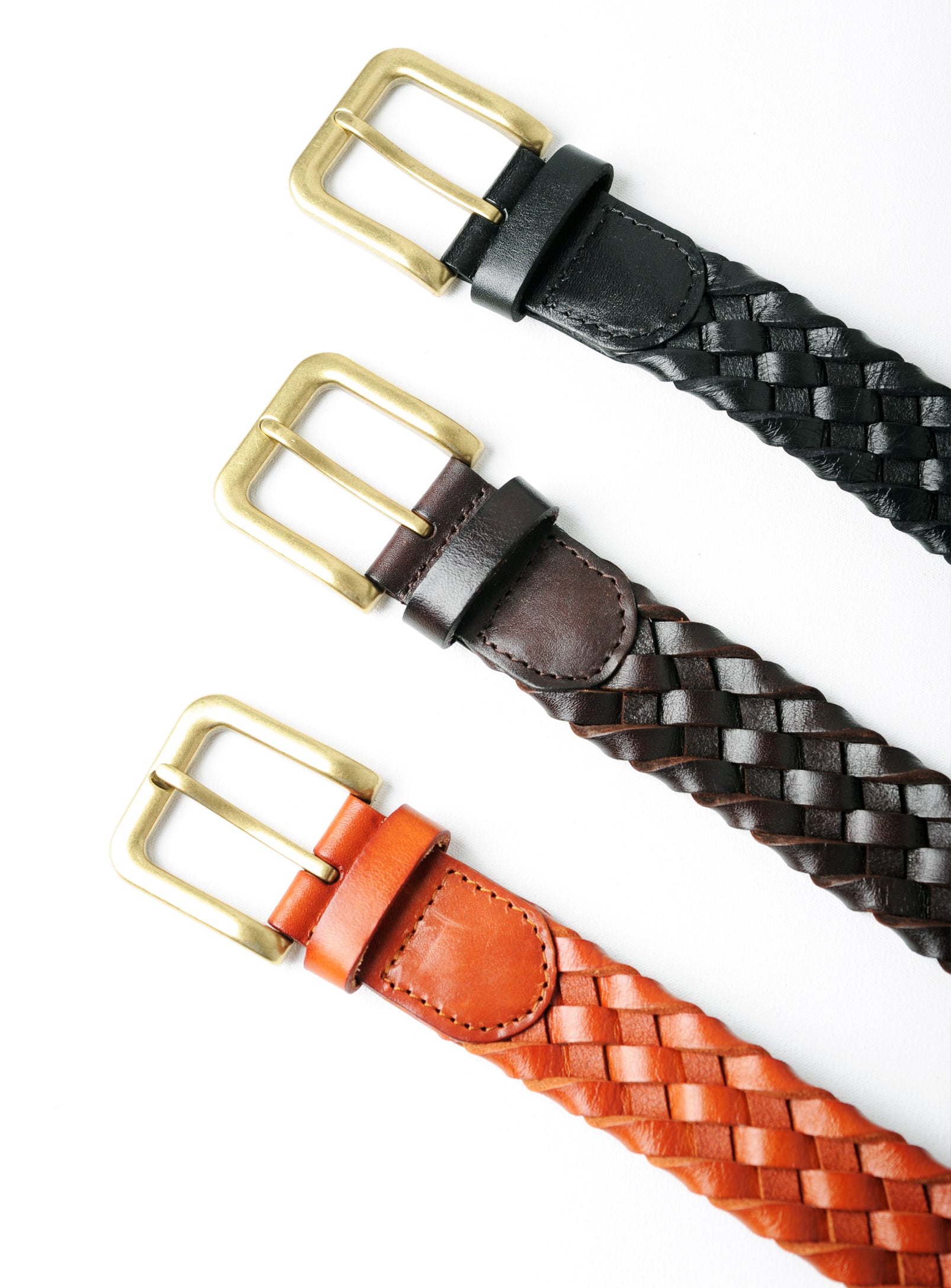 'Tuscany' Hand-Woven Leather Belt - Black