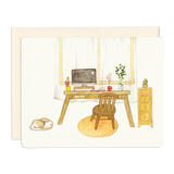 Desk & Sleepy Cat Card