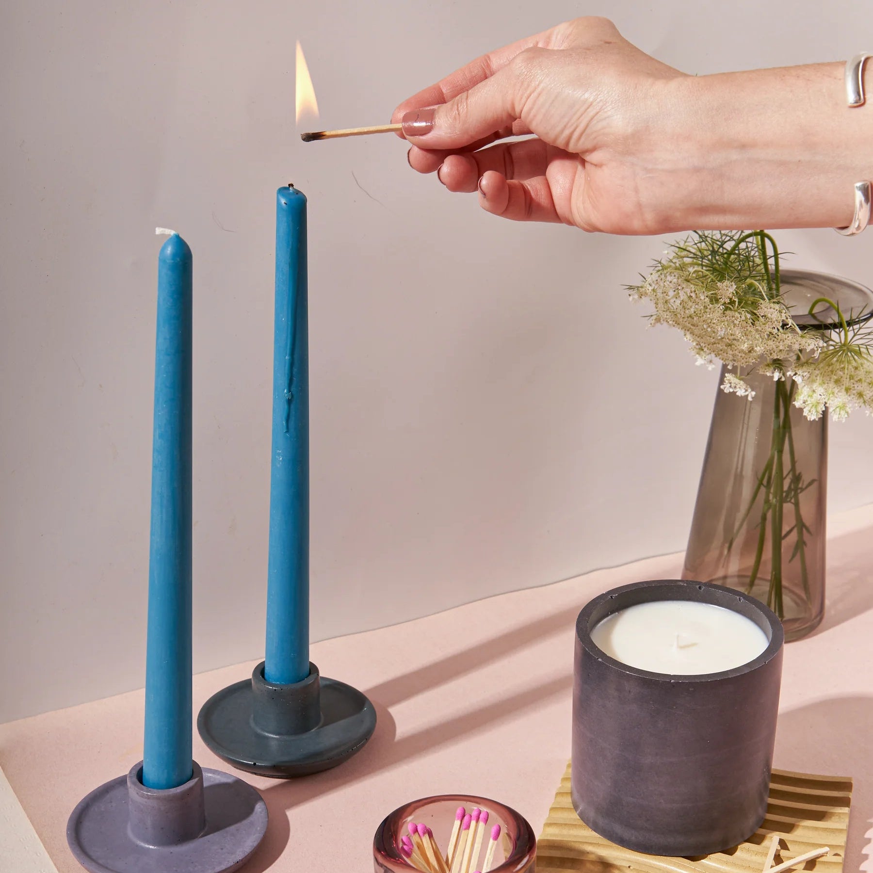 Mesa Taper Candle Holder - Stone