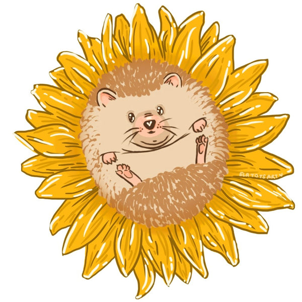 Hedgehog Sunflower Sticker