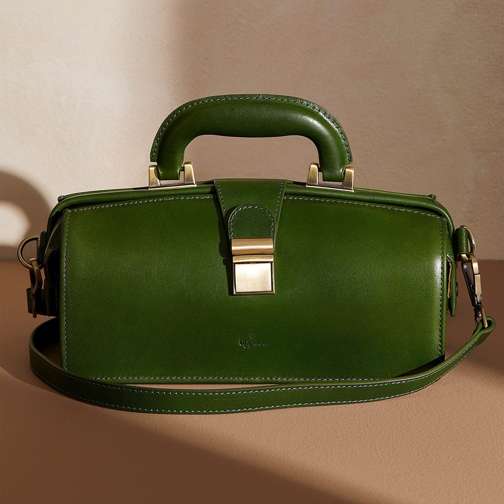 'Apex' Framed Satchel - Hunter Green