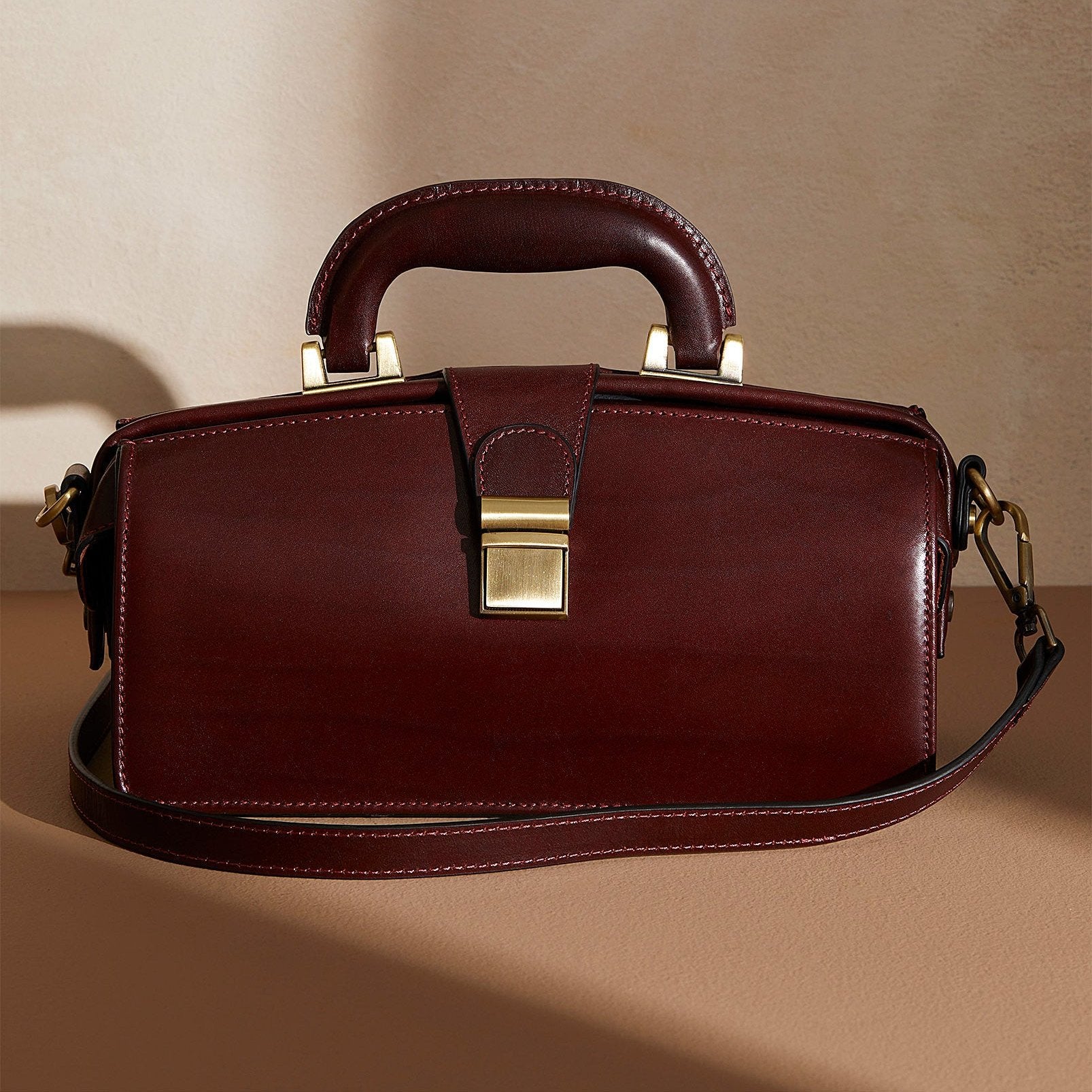 'Apex' Framed Satchel - Oxblood