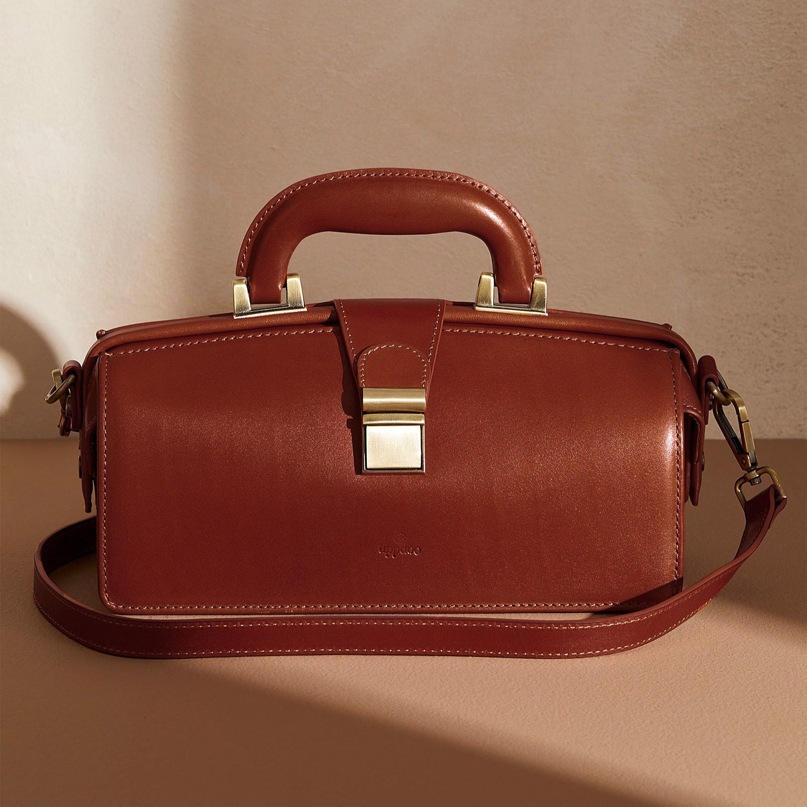 Apex Framed Satchel - Chestnut