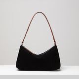 Crescent Suede Shoulder Bag - Black