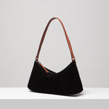 Crescent Suede Shoulder Bag - Black