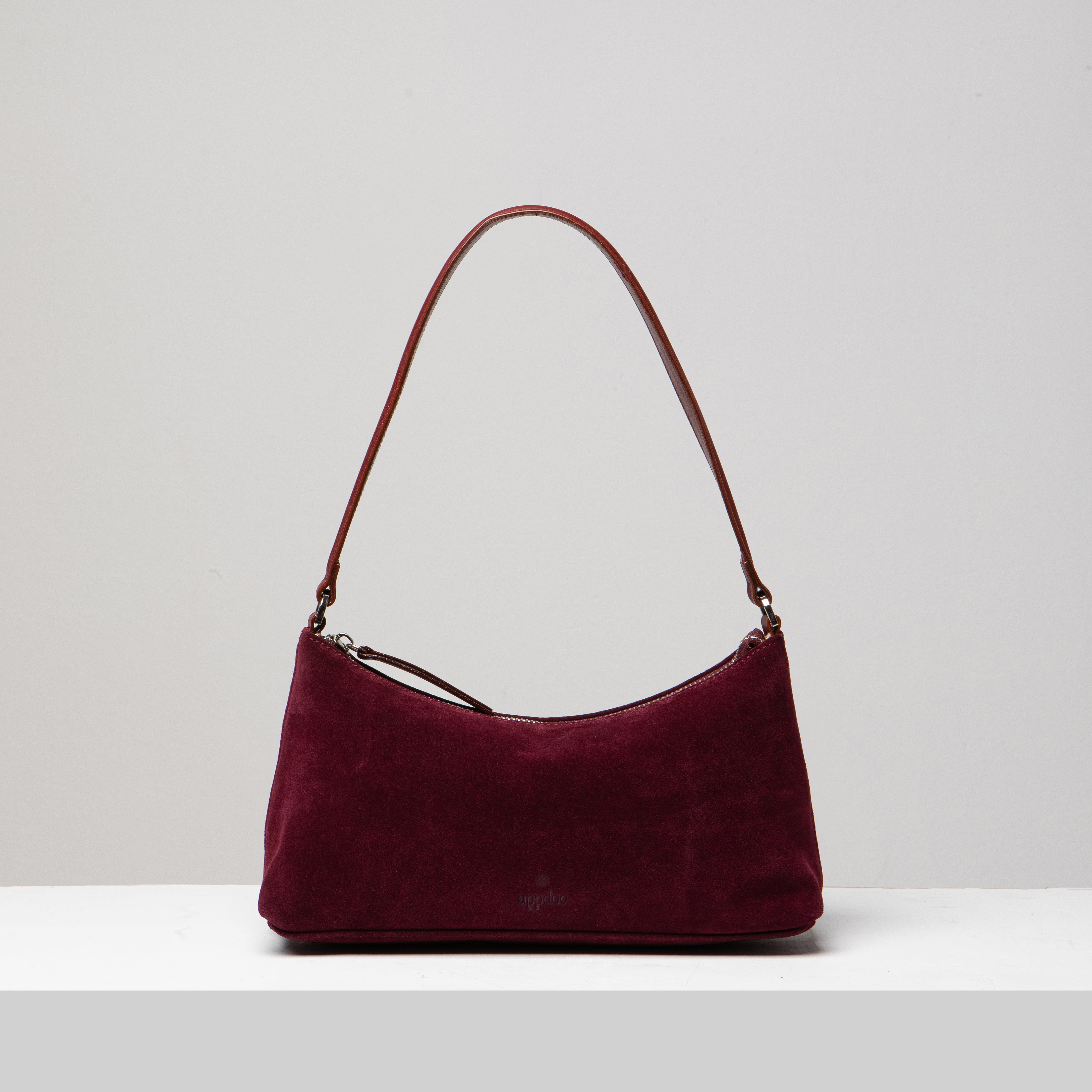 Crescent Suede Shoulder Bag - Bordeaux