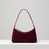 Crescent Suede Shoulder Bag - Bordeaux