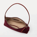 Crescent Suede Shoulder Bag - Bordeaux