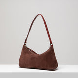 Crescent Suede Shoulder Bag - Chestnut