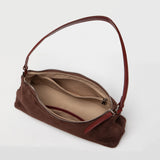 Crescent Suede Shoulder Bag - Chestnut