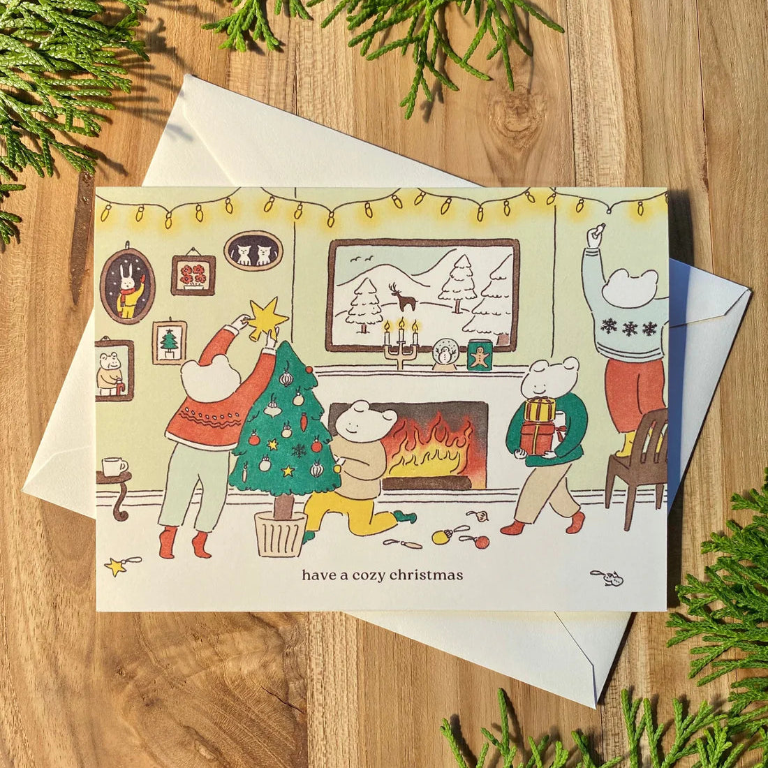 Holiday Cozy Fireplace Card
