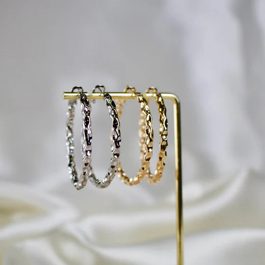 Kara Textured Hoop Earrings