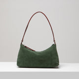 Crescent Suede Shoulder Bag - Hunter Green