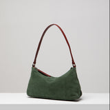 Crescent Suede Shoulder Bag - Hunter Green