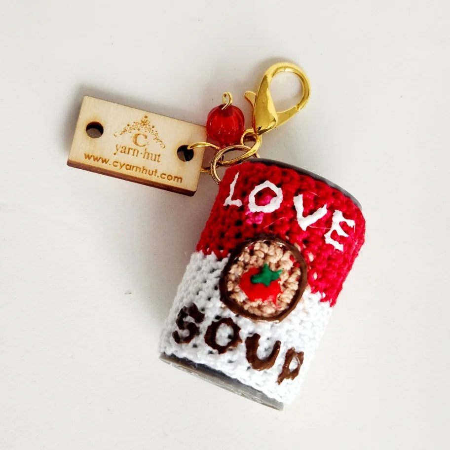 Soup Can Crotchet Keychain