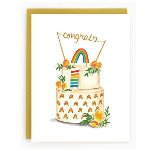 Rainbow Wedding Cake Card