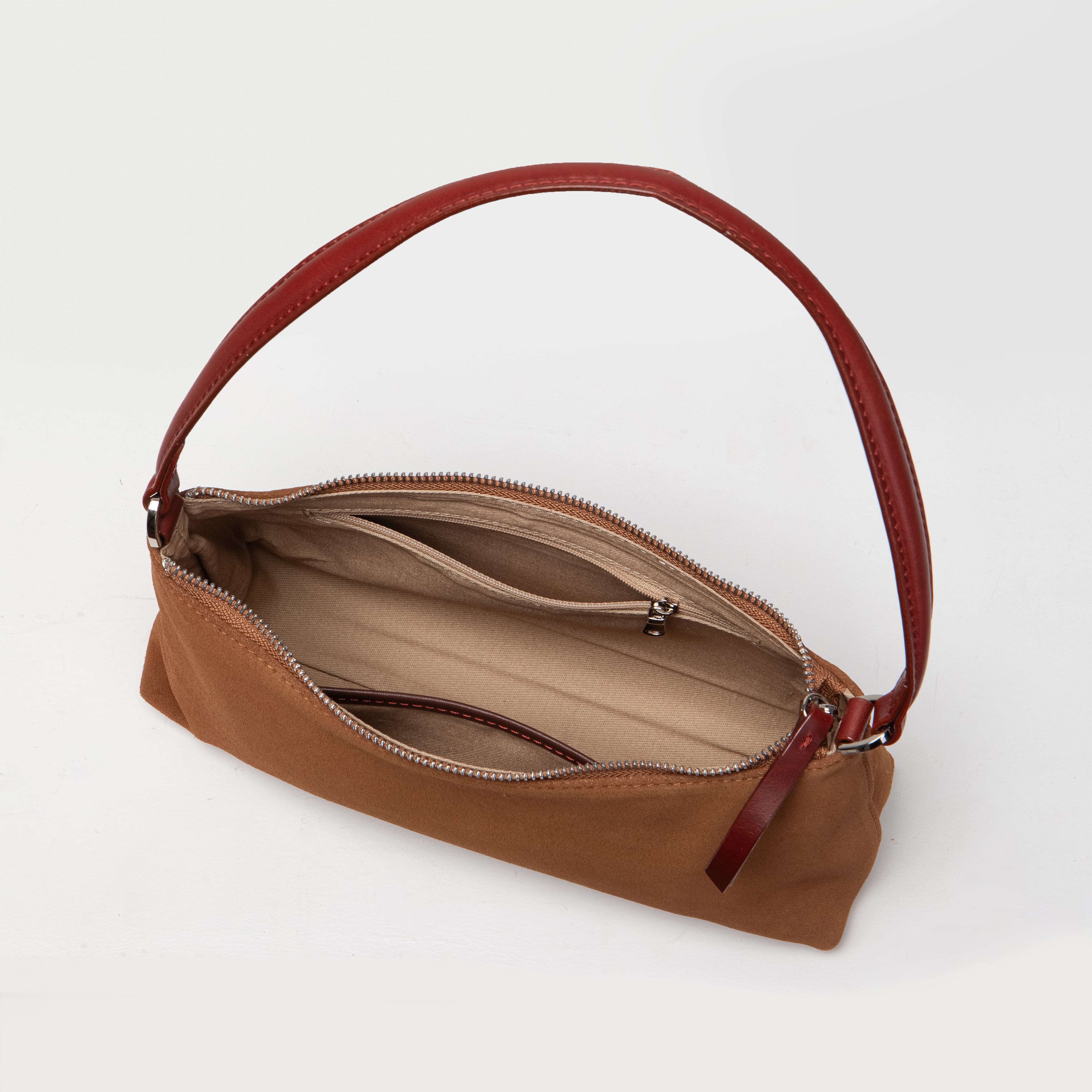 Crescent Suede Shoulder Bag - Tan