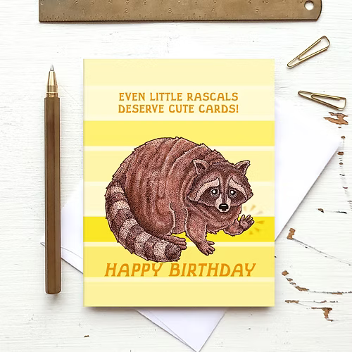 Birthday Raccoon Card