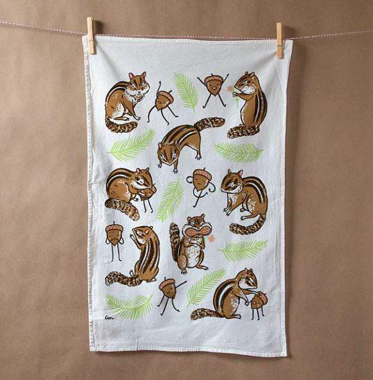 Claire Manning - Tea Towel with Charlie Chipmunk