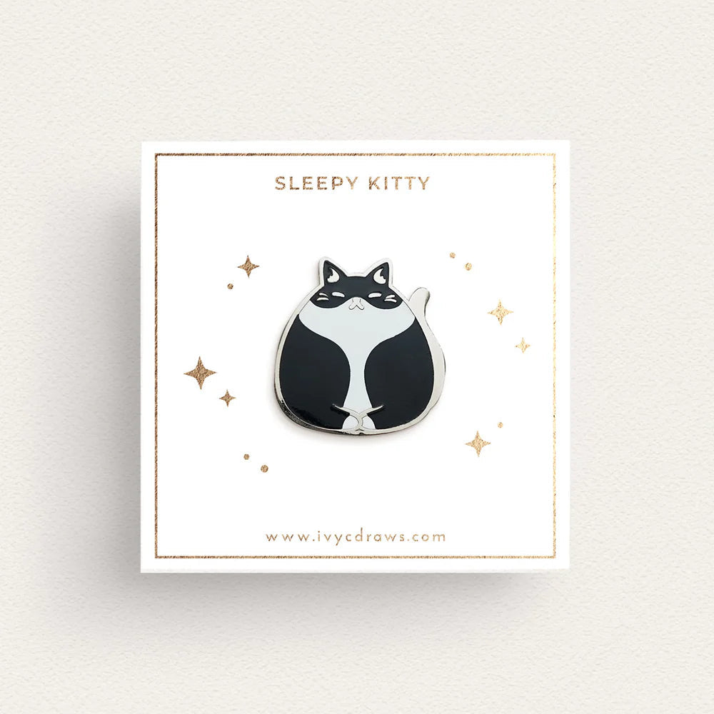 Sleepy Kitty (Tuxedo) Pin