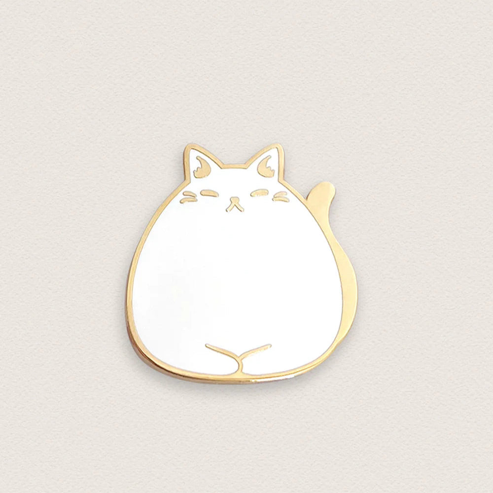 Sleepy Kitty (White) Pin