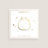 Sleepy Kitty (White) Pin