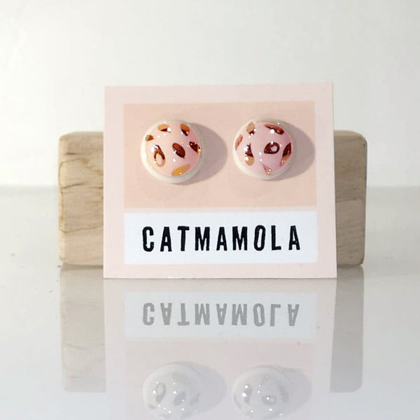 Catmamola Ceramics - Porcelain Stud Button Earrings (Blush)