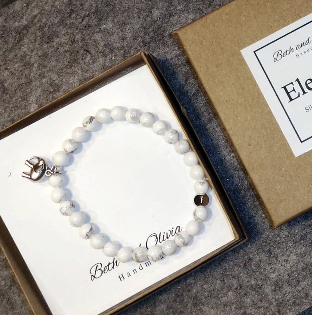 Beth + Olivia - SILVER ELEPHANT HOWLITE BRACELET