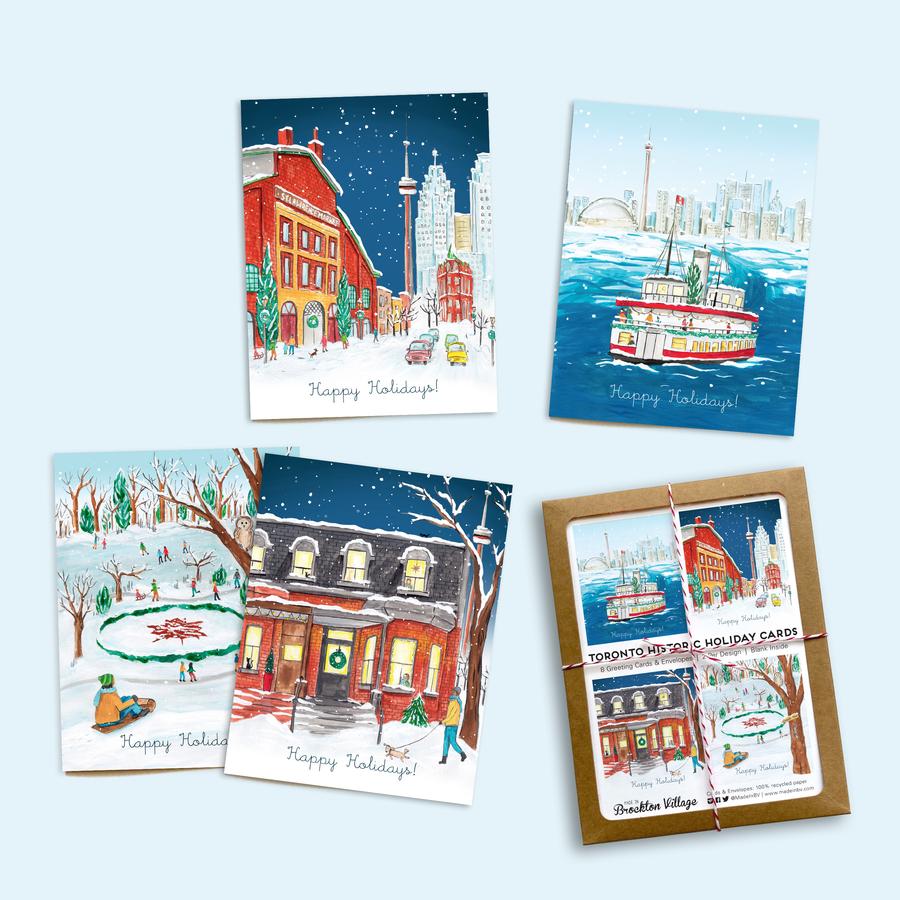 Paperhood - Assorted Box of 8 'Toronto Historic Holiday' Holiday Cards
