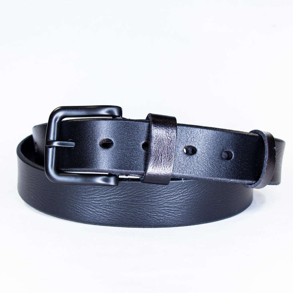 'Novara' Italian Leather Belt - Black
