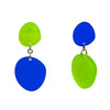 Camel Wang - Acrylic Colour-Blocking Earrings (Blue & Green Stacks Small)