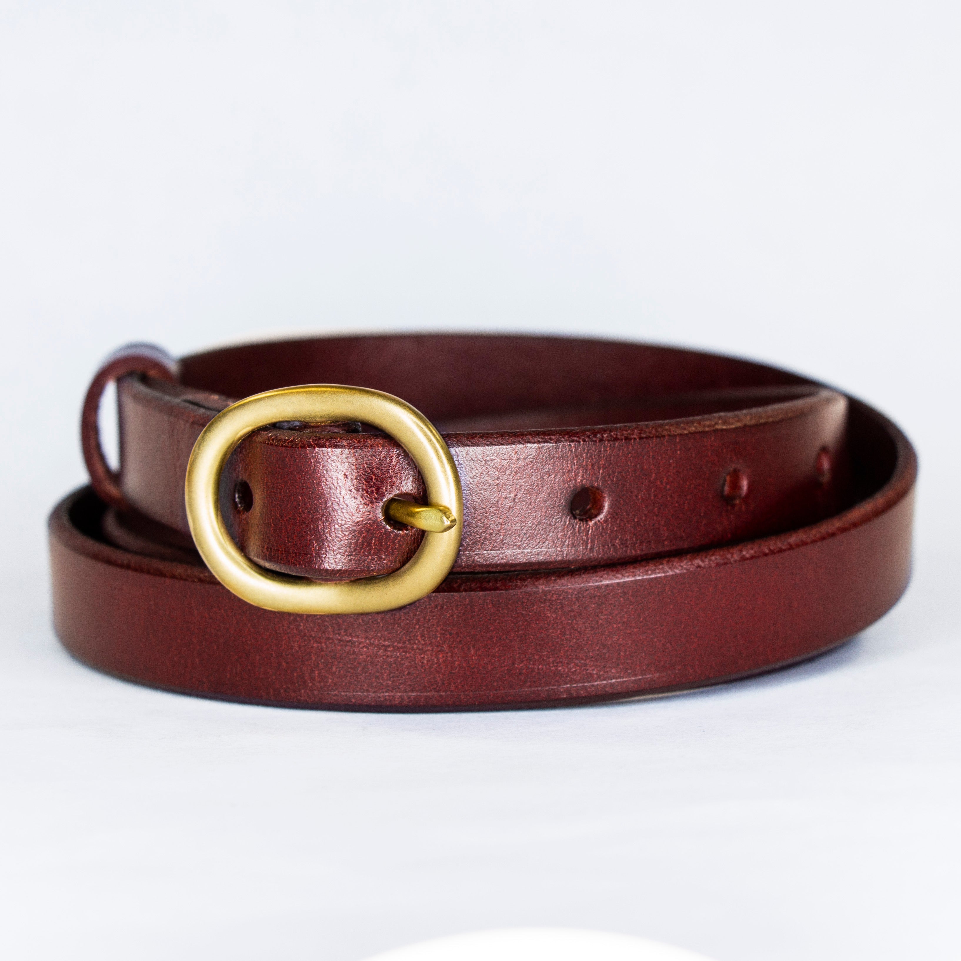 Tuscany Slim Leather Belt - Chestnut