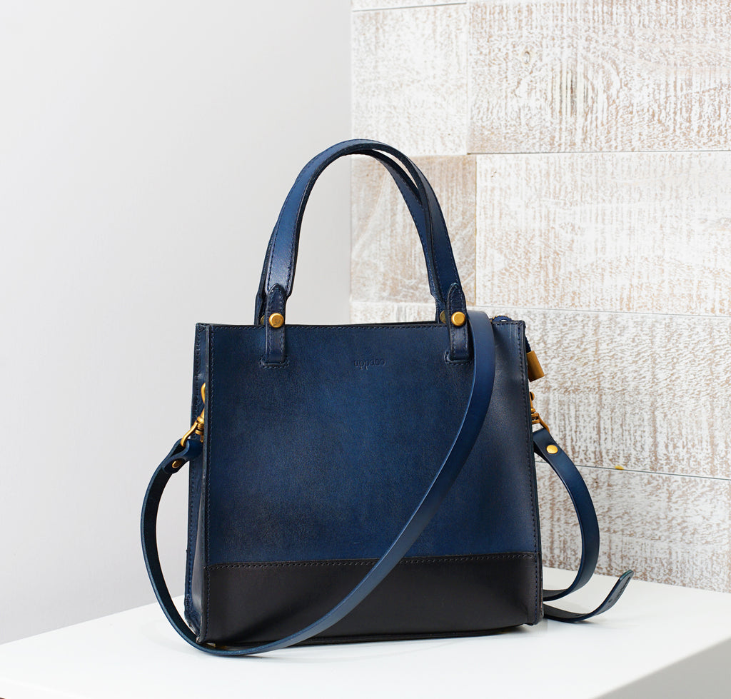 Carrée Two-Tone Small Tote - Midnight