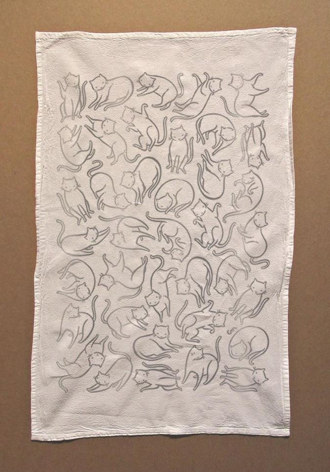 Cats Floating Tea Towel