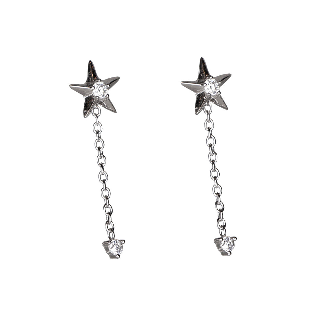 Star Silver Dangle Earrings