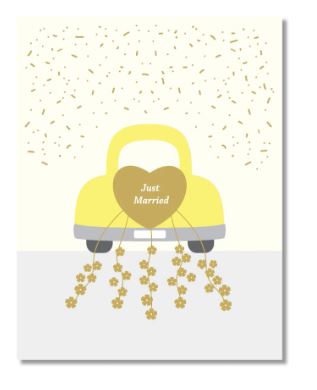 Yellow Wedding Car Card