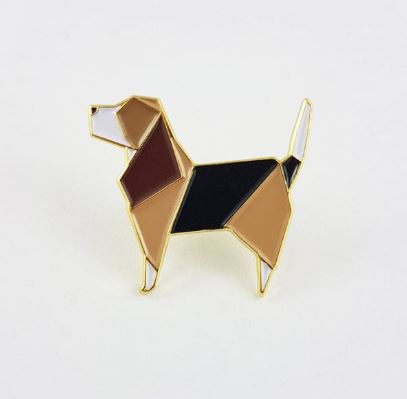Origami Beagle Enamel Pin